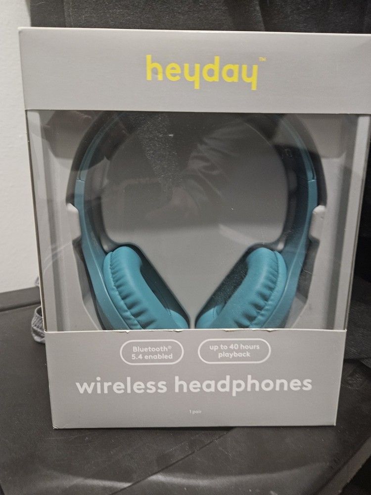 Heyday Wireless Headphones Bluetooth Up to 40 Hours Playback Blue Over-Ear