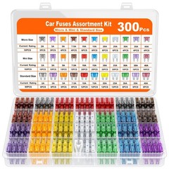 300Pcs Car Fuse Assortment Kit, 160 Mini Blade Fuses Automotive + 90 Standard Au