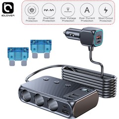 9 in 1 Car Cigarette Lighter Socket Splitter USB C Fast Charger Power Adapter