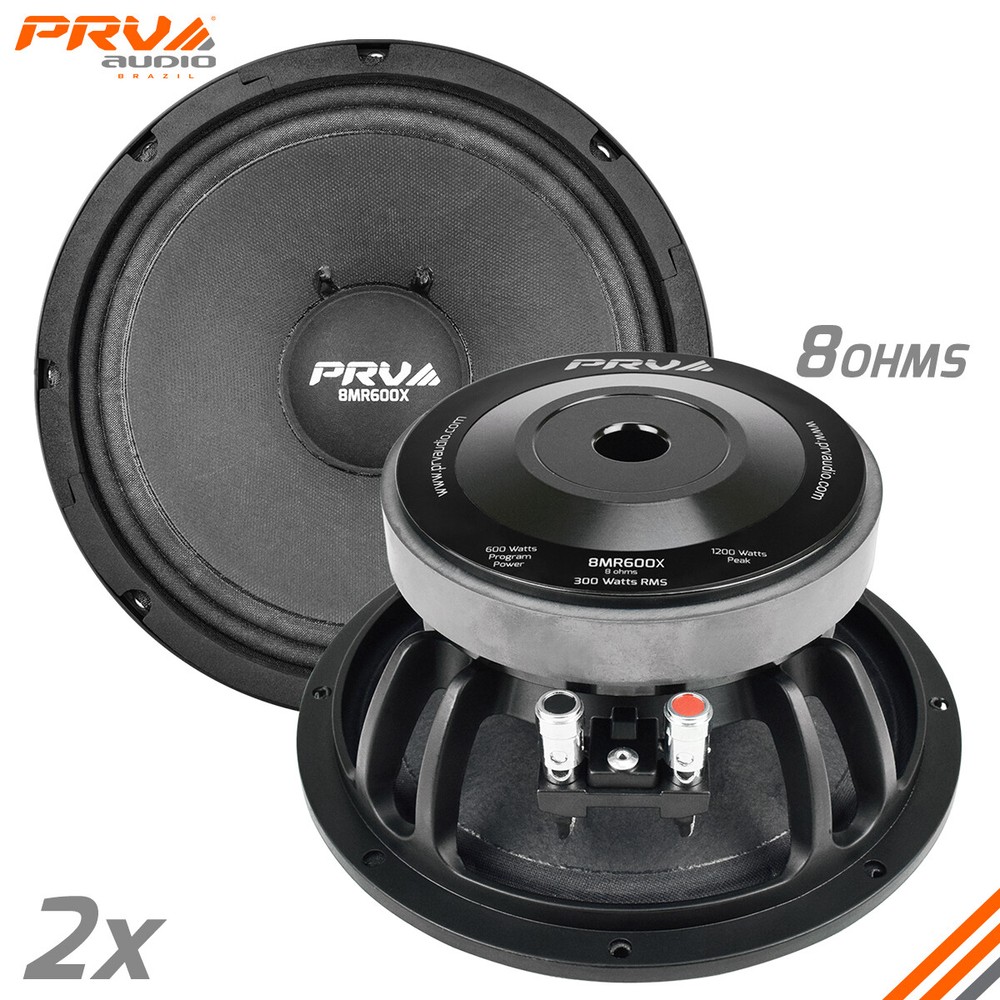 2x PRV Audio 8MR600X PRO Audio Midrange 8″ Speakers 600w 8 Ohms 98dB X Series