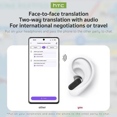 HTC NE20 Bluetooth 6.0 Wireless Earbuds AI Translator OWS LCD Touch Headphones