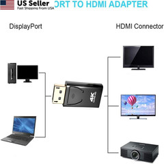 PANPEO Display Port to HDMI Adapter, 24K Gold Plated 3840x2160p Black