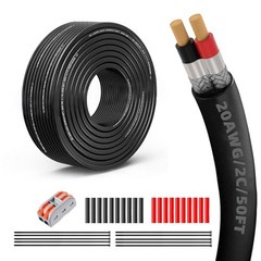 20 Gauge 100% Pure Copper 2 Conductor Flexible Shielded Wire UL2464 50FT 20/2