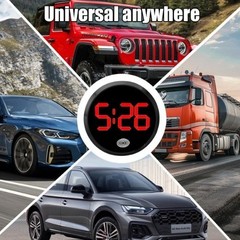 Digital Clock, Stick On Luminous Small Vehicle Electronic Wat Color: Black/Red