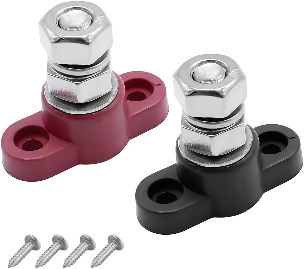 2PCS 3/8″ 12V Car Single Stud Battery Junction Posts Block, Heavy Duty Auto Powe