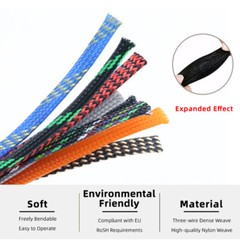 DIY Fever Wire Braided Mesh Tube Shock Absorber Densely Woven PET Nylon Sleeve
