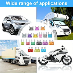 300Pcs Car Fuse Assortment Kit, 160 Mini + 90 Standard + 50 Micro Blade Fuses