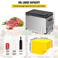 VEVOR C40 – 42 Quart Portable Fridge, Dual Voltage (12V/24V AC) Travel – Silver