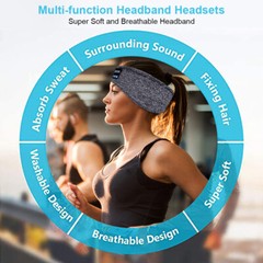 Wireless Bluetooth 5.0 Sports Stereo Headband Headphones Sleep Music Washable US