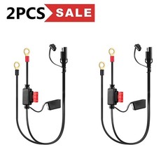 2PCS SAE Extension Cable 2FT 10AWG Battery Connector Ring Terminal Harness Acce