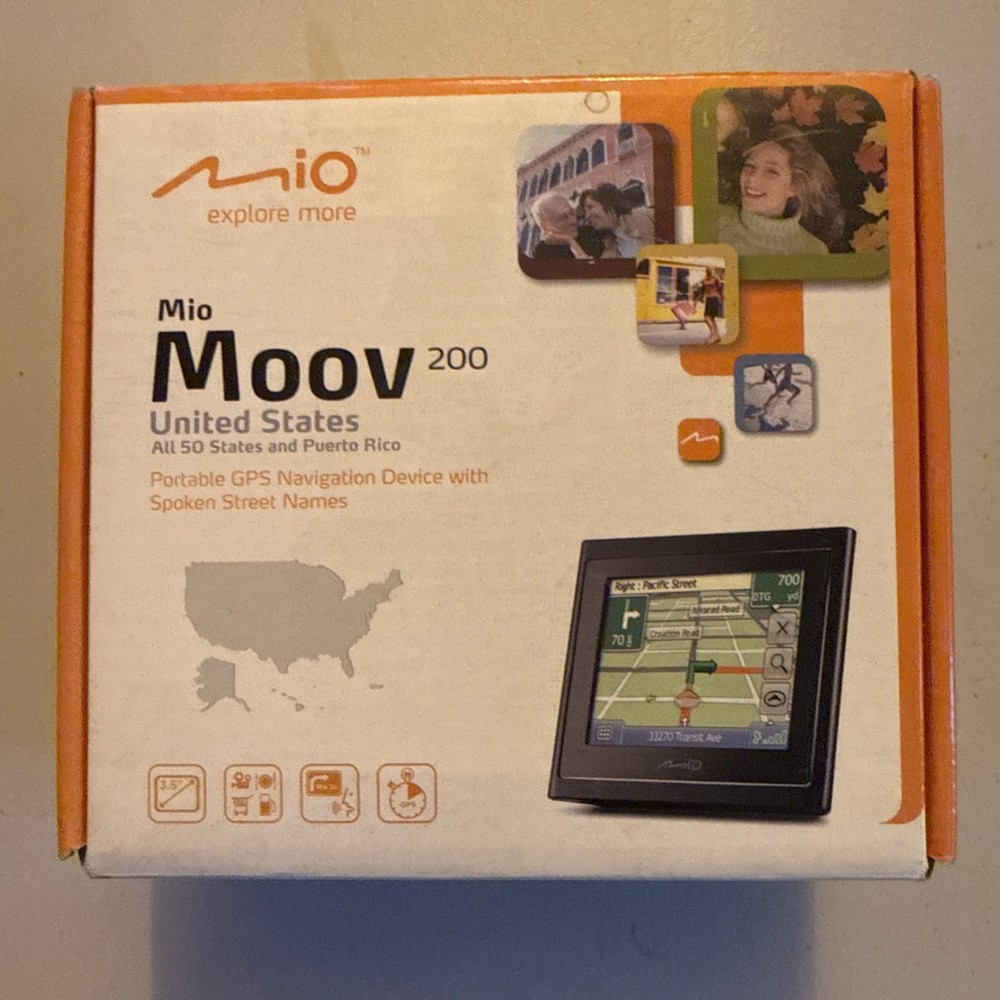 Mio Moov 200 GPS United States Portable GPS Navigation With Spoken Streets/Used