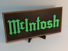 McIntosh Lettering Sign Green on Textured Black – 10.5 x 4.5 MUST SEE