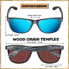 MAXJULI Polarized Fit XL,58mm, B7.gray Wood Grain/Blue Revo (1 Pair)