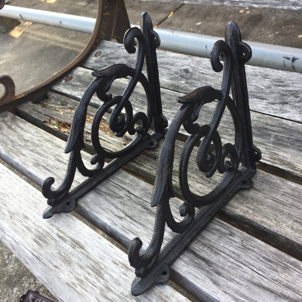 Facaler Antique Style Cast Iron Brackets Garden Braces Rustic Shelf 2 Pack