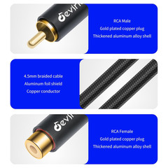 RCA Female to Male Extension Cable – Premium Audio Extender Cord for High Sound