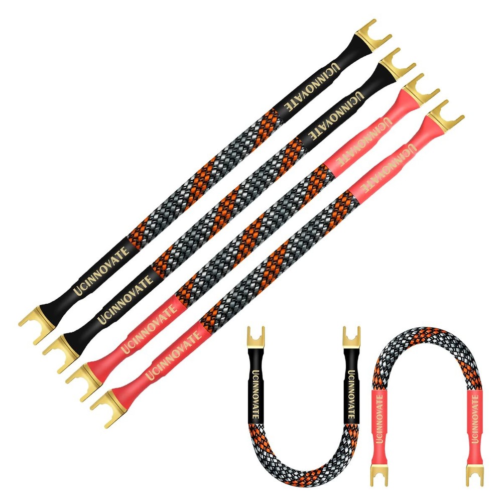 4 x HiFi OFC Speaker Jumper Cable with Spade, 21cm Speaker Cable Bridge BiWir…