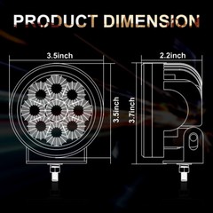 2x 3.5″inch Round LED Work Light Bar Flood Pods Fog Driving Lamp Offroad 4WD SUV