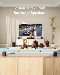 ULTIMEA 7.1ch Virtual Surround Sound Bar for TV w/ Subwoofer 4 Surround Speakers