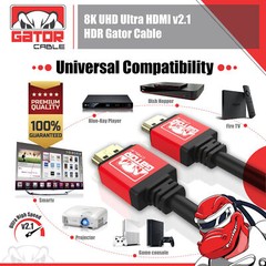 8K HDMI 2.1 UHD Cable HDTV 3D 2160P HDR 120Hz 48Gbps Dolby HDCP 2.2 RGB 4:4:4