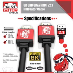 8K HDMI 2.1 UHD Cable HDTV 3D 2160P HDR 120Hz 48Gbps Dolby HDCP 2.2 RGB 4:4:4