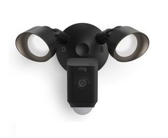 Ring Floodlight Cam Wired Plus 1080p Outdoor WiFi Camera with Night Vision=Black