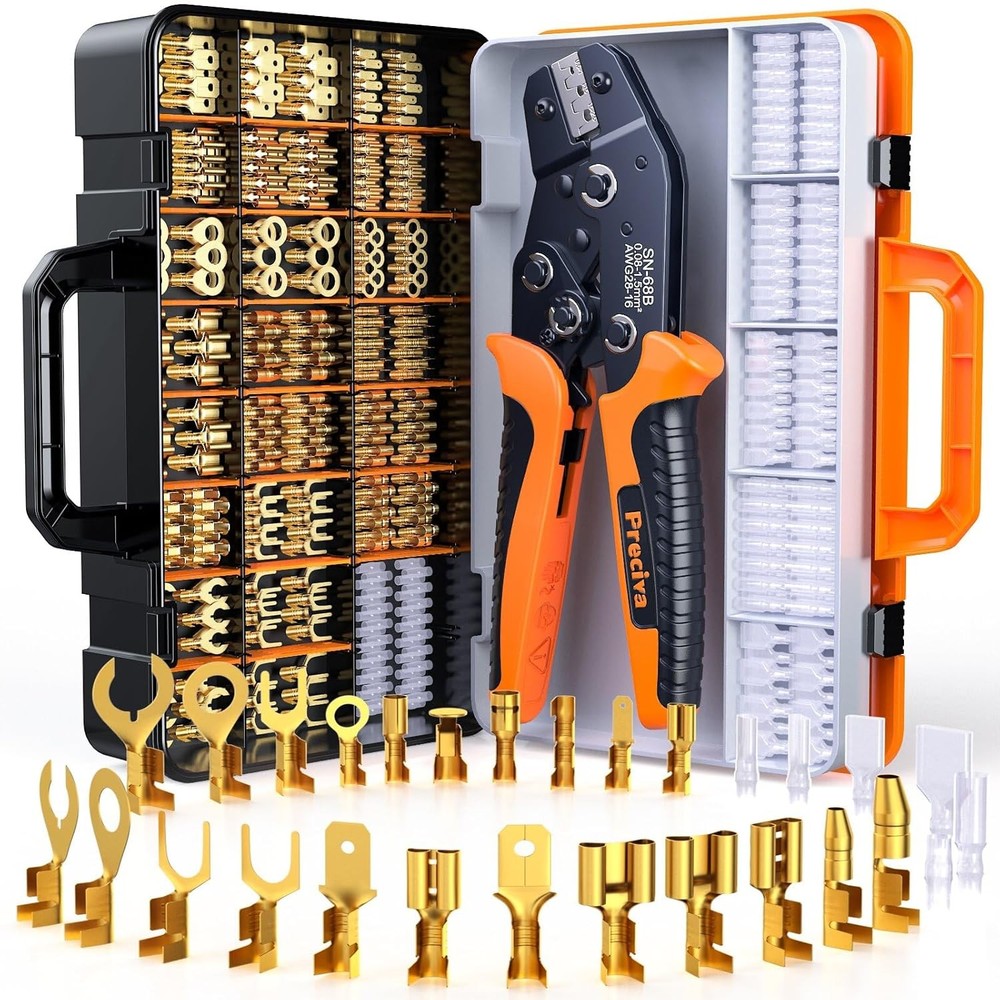 Spade Connector Crimping Kit, 28 Types Wire Connector Kit Wire Crimper AWG