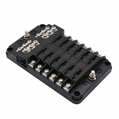 12-Way Blade Fuse Box Block Holder LED Indicator 12V 32V Car Marine Waterproof
