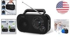 AM/FM Portable Radio, Easy to Use, Wall or Battery Operated for Home & Outdoor