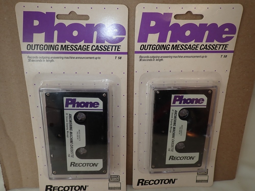 Answering Machine Cassette Tape Outgoing Message Recoton T58 30 Second Lot of 2