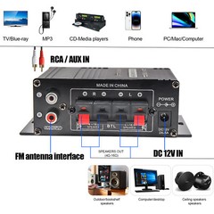 400W 12V 2 Channel Powerful Stereo Audio Power Amplifier HiFi Bass Amp Car Home