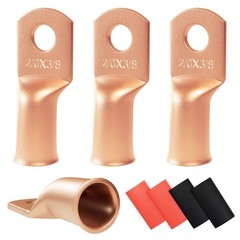 4pcs 2/0 Awg00 Guage 3/8″ Sanuke Wire Lugs Ring Terminal Connectors Ends Hea…