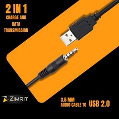 ZIMRIT 3.5mm Aux to USB Adapter Cable – 3ft 2.0 Male 3, Black