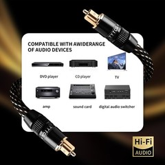 YYTCG HiFi Optical Audio Cable 1m/3.28ft POF Gold-Plated Nylon Braid