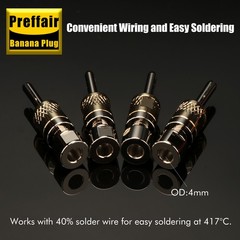 4PCS Brass Rhodium Plated Hi-end Audio Banana Plug Solder Locking Male Connector