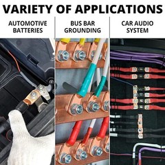 Copper Battery Cable Ends Wire Lugs Assortment Kit AWG 2 4 6 8 10 Gauge 150pcs