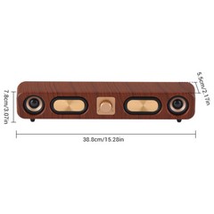 Wood Grain 4D Surround Heavy Bass 2″ 10W Retro Bluetooth Strip Audio speaker NEW