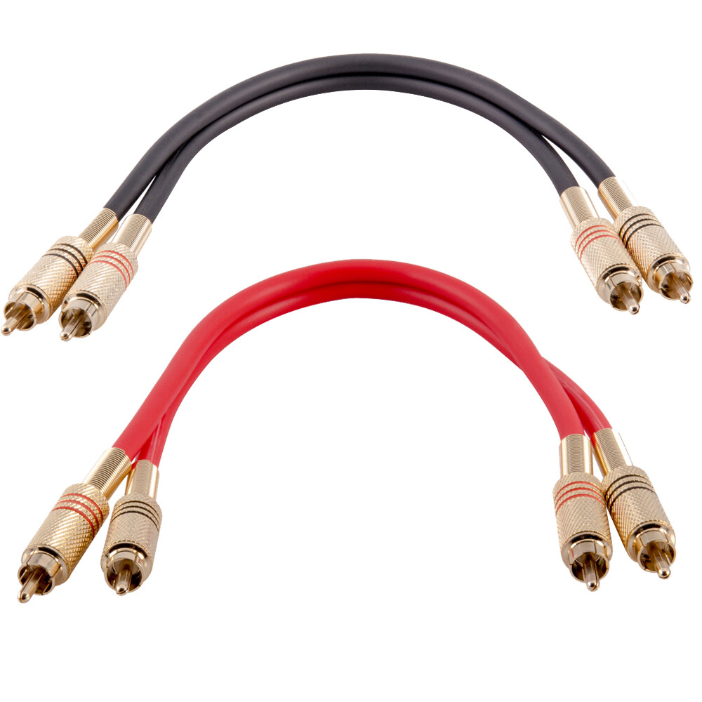 2 Pack of 1 Foot 2-RCA Male to 2-RCA Male Audio Patch Cables – Various Colors