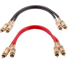 2 Pack of 1 Foot 2-RCA Male to 2-RCA Male Audio Patch Cables – Various Colors