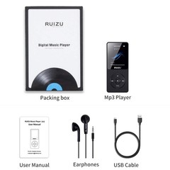 RUIZU 8GB MP3 Player w/ Bluetooth 5.3 FM Radio Voice Recorder Up to 128GB Black
