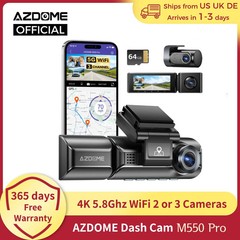 AZDOME 4K Dash Cam M550 Pro Built in 5.8Ghz WiFi GPS Car DVR Upgrade AZDOME M550