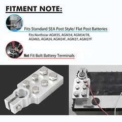 Pair of Car Audio 6 Spot Flat Battery Terminals Bolt 4/0 AWG Lugs Gauge