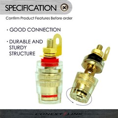2 Pairs Gold Plated Audio Speaker 5mm Cable Binding Post Short Thread Terminals