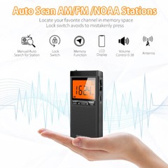 AM FM Radio Battery Operated Radio Portable Pocket Auto-Search Emergency