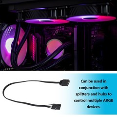2 PCS 4 Pin RGB Standard 5V 3 Pin ARGB Adapter Connector PC Fan Sync 25cm