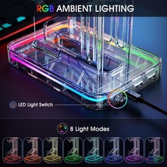 Luckit Gaming Headphones Stand, RGB Headset Stand with 2 USB Transparent