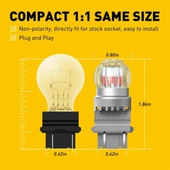 AUXITO 3157 3156 3057 Red/Amber/White LED Brake Turn Signal Reverse Light Bulb