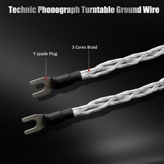 3Cores 5N Silver-plate HiFi Audio Cable Ground Wire Rhodium Plated Y Spade Plug