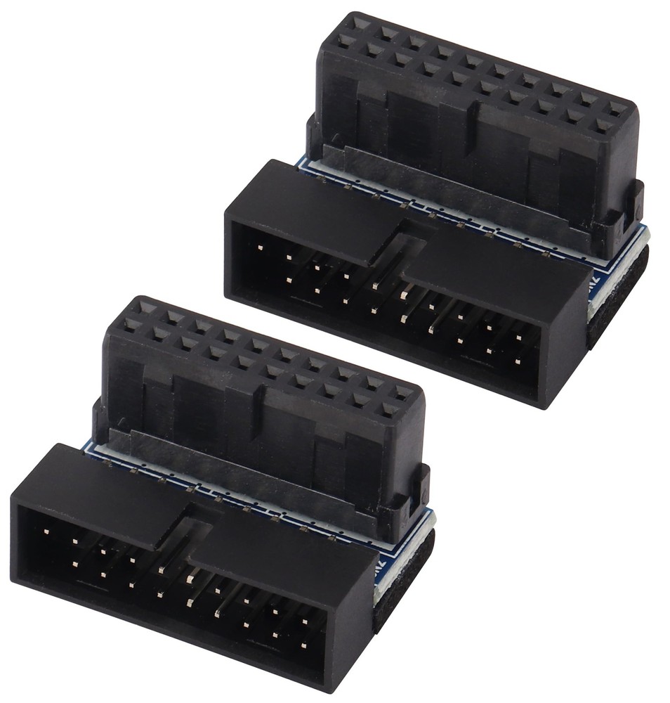 2PCS Down Right Angle USB 3.0 19-Pin Motherboard Internal Header Adapter 20pin