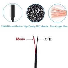 1 PCS 0.8FT 0.25M 2.5mm Female Plug To Bare Wire Open End TS 2 Pole Mono Cable
