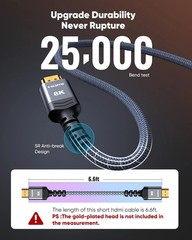 Highwings 8K 10K 4K HDMI Cable 48Gbps 6.6FT/2M, Certified Ultra High Speed HDMI